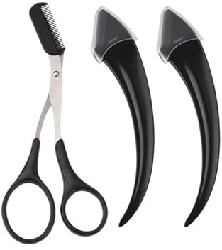 3 Pezzi Kit sopracciglia,Forbici e Kit di Pennelli per Sopracciglia,Rasoio Sopracciglia,Pinzette per Ciglia,Uomo e Donna Strumento di Bellezza Professionale,Strumento per Taglia Sopracciglia Unisex