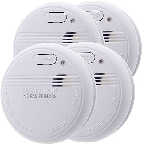 Lot de 4 détecteurs de fumée autonomie 3 Ans - Pile + Accessoires - Otio