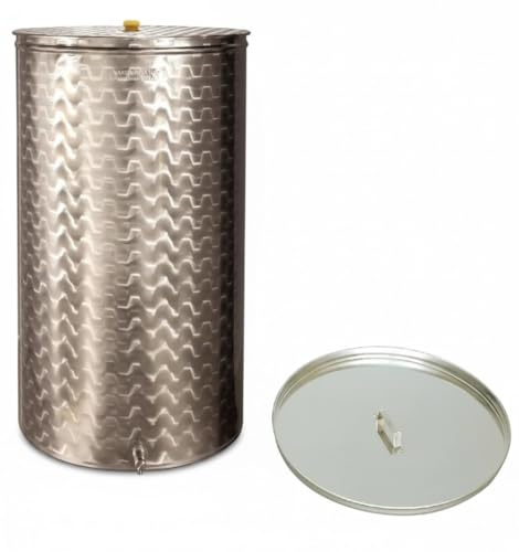 Generico Botte, Contenitore Inox per Vino, con Galleggiante AD Olio ENOLOGICO,da LT 30 COMPRESO di Coperchio PARAPOLVERE Inox,GALEGGIANTE AD Olio,Rubinetto Inox, Made in Italy