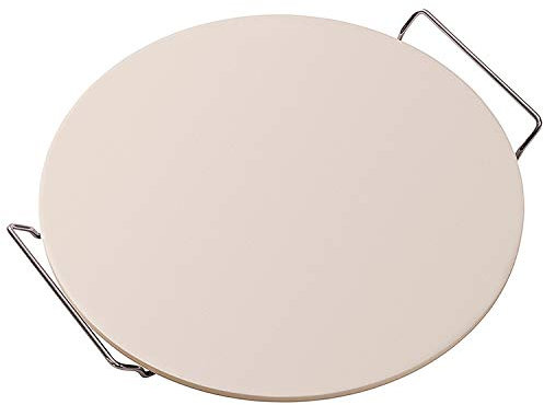 KRUMBLE Piedra para Pizza con Soporte de Acero para Barbacoa y Horno o Pizza para la preparación más Deliciosa de una Pizza en tu Barbacoa o en el Horno/Piedra para Pizza Redonda (30,5 cm)