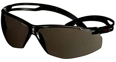 3M SecureFit 500 Safety Glasses, Black frame, Scotchgard Anti-Fog/Anti-Scratch Coating (K&N), Grey lens, SF502SGAF-BLK-EU