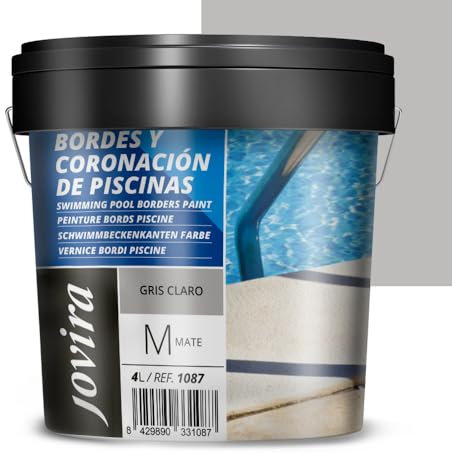 JOVIRA PINTURAS Pintura Bordes y Coronación de Piscinas. Antideslizante especial para renovar los bordes de las piscinas. (4 Litros, Gris Claro)