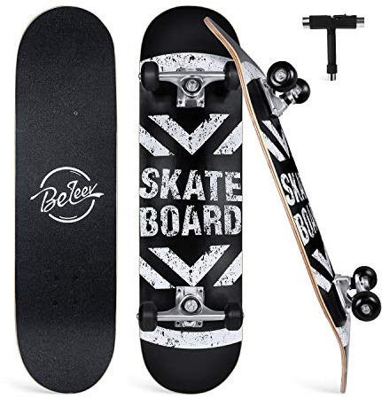 Beleev Skateboard 31 tum komplett cruiser skateboard för nybörjare, svart