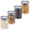 Relaxdays Vorratsgläser 4er Set, 750 ml Nudelglas, luftdicht, Edelstahldeckel, Vorratsdose für Küche, transparent/silber