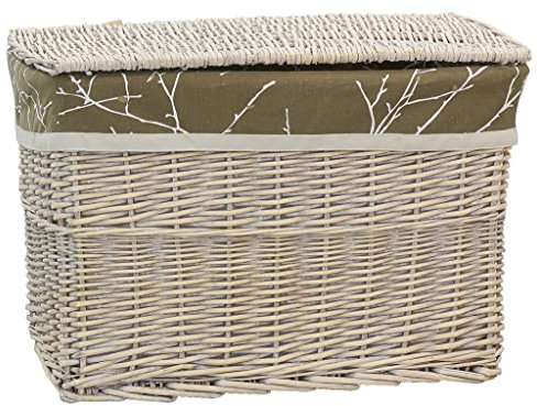 Malle en osier et doublure florale