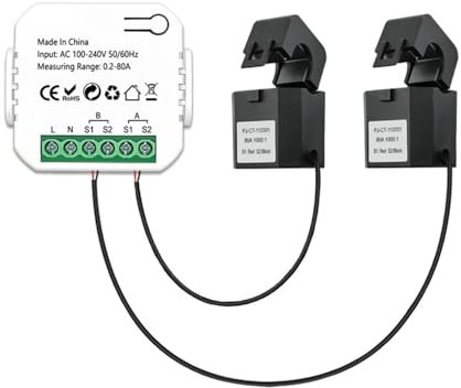 DollaTek Compteur d'énergie intelligent WIFI 80A avec moniteur d'énergie pour maison intelligente CT à 2 pinces (blanc)