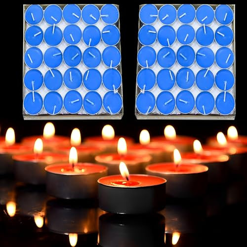 CINY Lot de 50 Bougies Chauffe-Plat, Petite Taille Bougies, Durée De Combustion De 2 Heures, Artefact De Confession De Proposition d'Amant De Mariage Romantique, Pour La Maison Restaurant (Bleu)