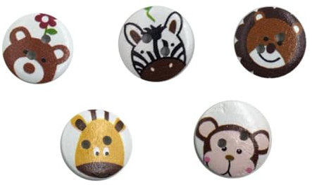 NUOBESTY Bastelknöpfe 50 Stück bonbonfarbene Knöpfe Scrapbooking-Schaltfläche Tasten kreativität kreativekraft decor Knöpfe mit Tierdruck runde Knöpfe Drucken Knopf Schnappschuss Bambus