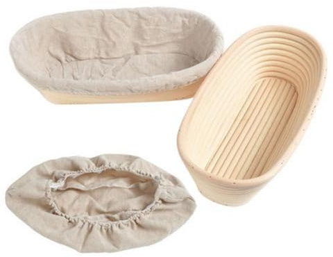 Gärkorb Zum Brotbacken 2 Stück Oval Gärkörbchen Für Brot Mit Leinenstoff Einlage, Gärkörbe Zum Brotbacken, Sauerteig Gärkorb Aus Natürlichem Rattan, Gärkorb Für Brot, Gärkörbchen Set
