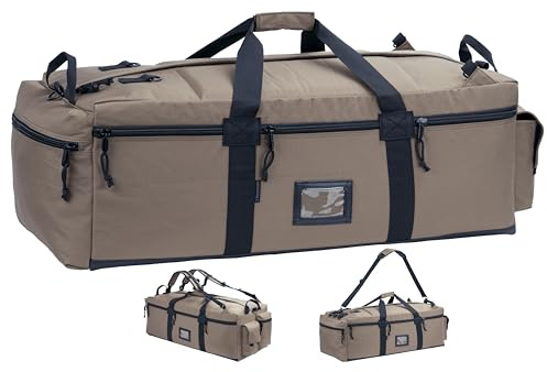 Backferry Bolsa grande de estilo militar, bolsa táctica, bolsa de equipo deportivo, bolsa de viaje con correas desmontables de 80 litros, caqui, 30 cm H x 92 cm W x 32 cm D