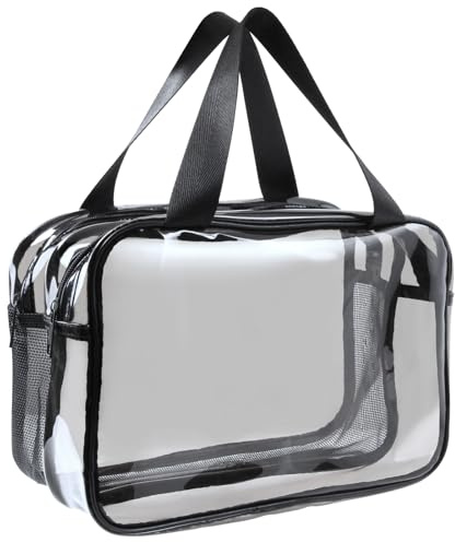 Clear Toiletry Bag Extra Large Cosmetic Bag Portable Travel Makeup Bags, PVC Waterproof Ladies Wash Bags for Women Girls