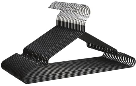 PORTENTUM Appendini in metallo con rivestimento in gomma, confezione da 20, nero. Salvaspazio Appendiabiti Antiscivolo Resistente per Abbigliamento Pesante, Inchiostri per Abiti, Por Tutti i Vestiti e