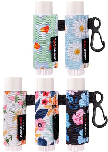 HEYSKAY 5PCS Lip Balm Holder Key Chain for Chapstick Holder Keychain Sleeve