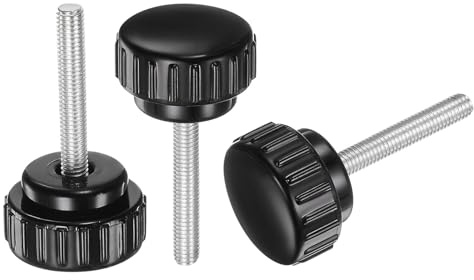 QUARKZMAN 20pz M5 x 40mm Manopole Zigrinate Filettatura Maschio, Viti a Testa Zigrinata Manopole Bloccaggio Impugnatura 25mm Manopole a Testa Tonda Plastica Zigrinata, Nero