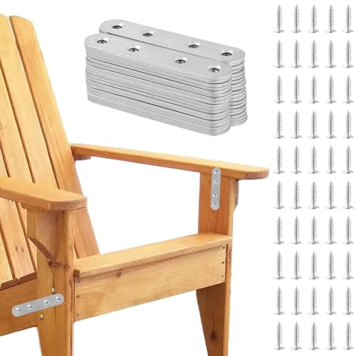 YIXNSW 40 stycken platta kontakter i rostfritt stål, 80 x 17 x 2 mm hålplatta i silver med 4 hål, med 160 skruvar, stabila träkontakter för stolar, bord, skåp, staketstolpar