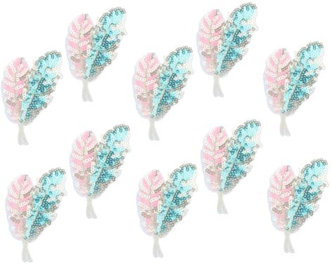 Operitacx 10St Stoffaufnäher mit Paillettenblättern Blätter Applikationen Handwerk Patches lustige Patches leinenbettwaesche bügel abriebfeste Kleidungsflicken austauschbare Eisenflecken