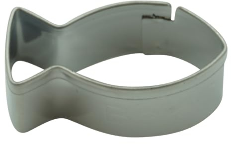 BekkiB – miniskärare fisk – uppmärksamhet, mycket liten ca 30 x 13 mm – diskmaskinssäker fiskkakmått av rostfritt stål – för fondant eller marsipandekoration för nattvard, dop och konfirmation –