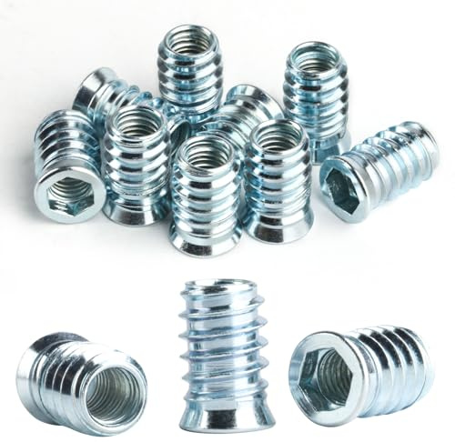 40 stycken skruvmuttrar M10 x 25 mm, gänginsats trä, gänghylsor, skruvmuttrar trä, gänginsatser, skruvhylsor, insexkant gängad bussning, skruvhylsa för trämöbler