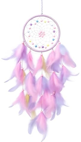 Dream Catcher for Girls, Dream Catchers, Pink Feather Wall Hanging Decor Bedroom Accessories for Romantic Exchange Birthday Wedding Anniversary