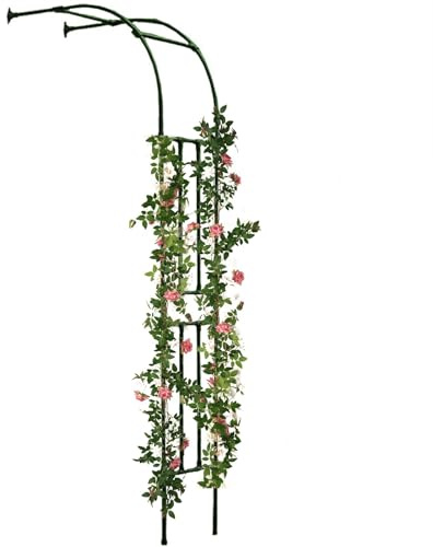 Elegante arco de jardín, medio arco grande para plantas trepadoras, soporte de enrejado de metal, decoración de patio al aire libre y césped, perfecto para bodas (verde, 240 x 240 x 45 cm)