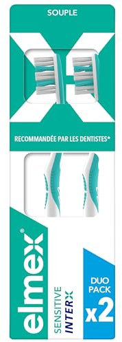 ELMEX - Brosses à dents Sensitive Inter X - Nettoyage en douceur des dents sensibles et des espaces interdentaires - Souple - Conçue par des experts - Lot de 2