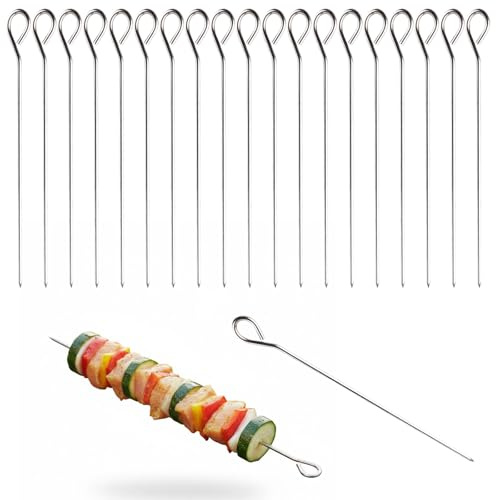 ARYIMYDP Set da 20 pezzi Spiedini in Acciaio Inox Resistente All'Arrugginimento, Sostituto Forchette Ago Pinze Grigliata, Ideali per gli amanti della carne e vegetariani, Perfetti per spiedini