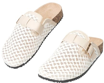 CLEIKS Ciabatte Estive Donna Casa Zoccoli Donna Eleganti Scarpe Casual Donna Beige Punta Chiusa Per Uso Quotidiano (Beige, 39 EU, WCT260408-7)