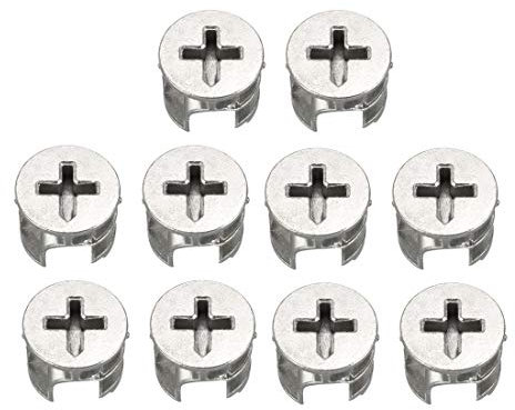 sourcing map 10 Pcs Furniture Cam Lock Nut Connectors Fittings 15x12mm for Cabinet Drawer Wardrobe Panel Connecting
