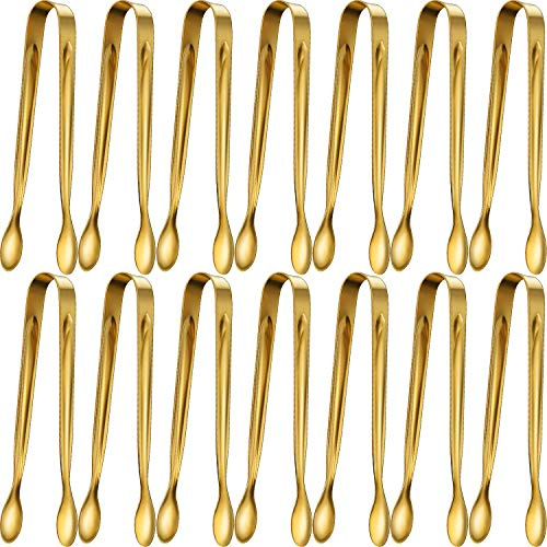 Gejoy 12 Pcs Ice Tongs Mini Sugar Tongs 4.3 Inch Stainless Steel Mini Tiny Serving Tong for Small Kitchen Appetizers Utensils Tea Party Coffee Bar Desserts Sugar Cube Salad Accessories