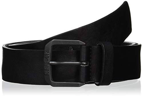 Replay Herren Gürtel aus Leder, Black 098 (Schwarz), 90