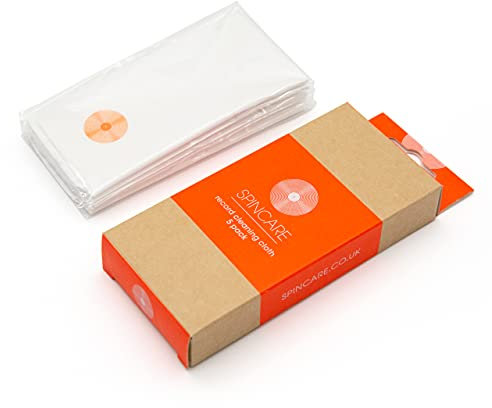 5X Paños De Limpieza Antiestáticos para Discos De Vinilo, De SPINCARE | Paño Blanco Sin Pelusas De Microfibra Súper Suave De 24 Cm X 16,5 Cm | Elimina con Suavidad El Polvo Y Las Impurezas De Los LP