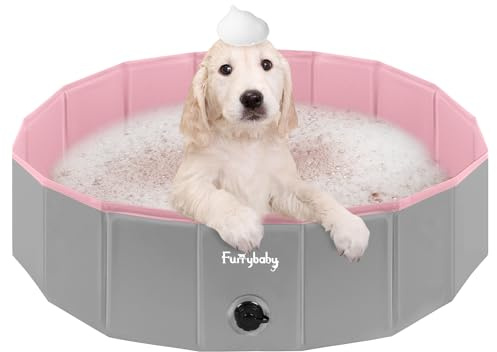 Piscina Plegable para Perros para Perros, Piscina Acolchada para Perros, portátil para baño de Perros, Piscina de plástico Grande y Dura para niños (Rosa 80 x 20 cm)