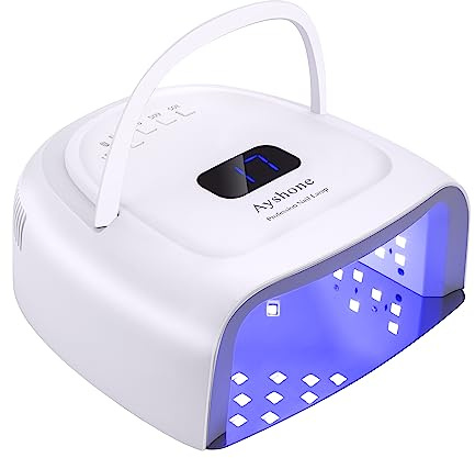 Ayshone Rechargeable LED Gel Nail Lamp,60W Cordless UV Led Nail Light Nail Dryer for Gel Nails with Lifting Handle Touch Sensor LCD Screen(White)