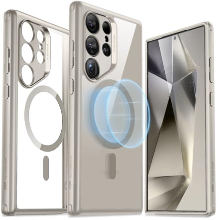 ESR for Samsung Galaxy S24 Ultra Case, Compatible with MagSafe, Magnetic Case for Samsung S24 Ultra, Military-Grade Protection, Yellowing Resistant, Classic Hybrid Case (HaloLock), Clear Grey