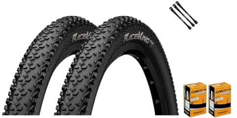 2er Set Continental Fahrradreifen Race King 29 Zoll (50-622)+ AV DV SV Schlauch und 3 Metall Reifenheber E Bike (29x2,00 Zoll (50-622), SV-Ventil Schläuche)
