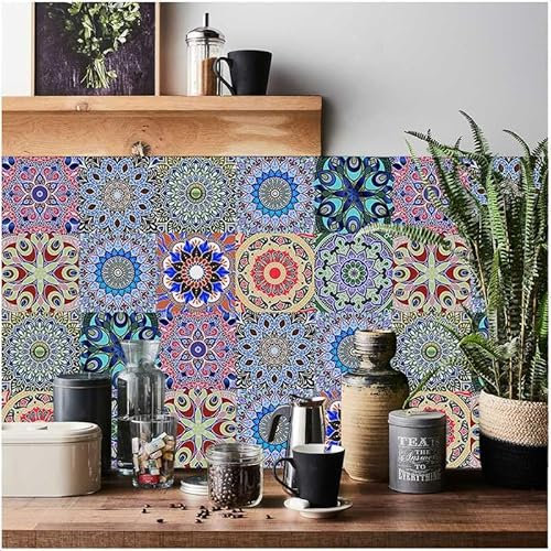 RwalkinZ Tile Stickers for Kitchen 24 PCS Bathroom 15 × 15 cm Waterproof 6 × 6 inches Heat Resistant Self Adhesive Peel and Stick Removable Wallcovering Staircase (Pink, 15 x 15cm 6x6'')