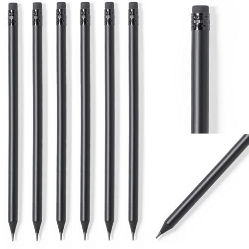 noTrash2003 5 till 100 stycken matt svarta blyertspennor träpennor med suddgummi Black Edition HB, förspetsiga, 19 cm längd ekonomipack hållbar (modern, 50, stycken)