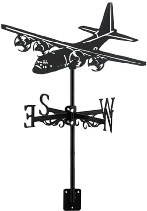 LOVIVER Airplane Weathervane Aircraft Ornament Crafts Wind Direction Indicator Metal Weather Vane for Fence Farmhouse Cottage Outdoor