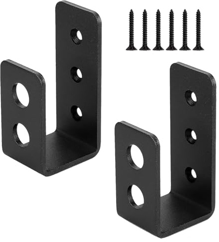 Doors Barricade Brackets,Heavy Duty Door Barricade Clamps U Bracket, Bar Security Door Locks Bracket for Home Barn Shed Garage Gate Door Reinforcement,Fits 2 x 4 Lumber,with Screw (2pcs, Black)
