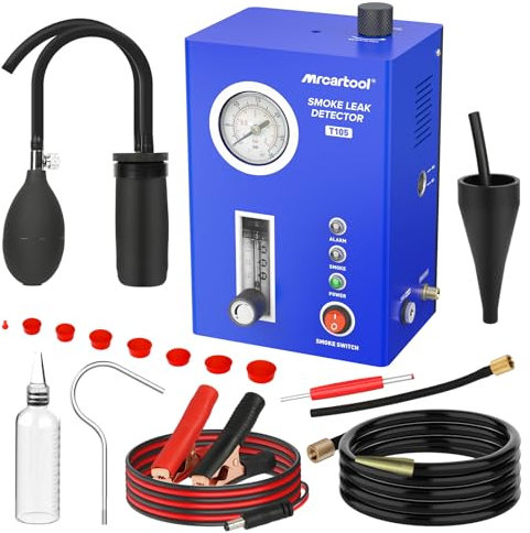 MRCARTOOL Nebelmaschine KFZ Rauchmaschine mit Druckanzeige und Rauchdurchflussmesser, Kfz EVAP Nebelmaschine Lecksucher DC 12V Fahrzeugleitungen Lecksuche Testgerät für Fahrzeug Motorräder