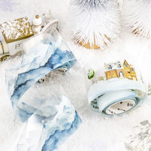 MisKepaa Scrapbooking & Winter, 6 rullar PET Washi Tape, Snow Journaling Kit Transparent Tapes Sticker för skräppost, Bullet Journal, Painting, Planners (Fred i Winter Rhyme)