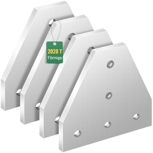 Yeepeo 4 Stück T Förmige Eckhalterungs Verbindungsplatte Aluprofil, 20x20 Eckhalterungsplatte Eckwinkelplatte Aluprofil Verbindungsplatte für 6 mm Schlitz 2020 Serie Aluprofil ( Keine Schrauben )