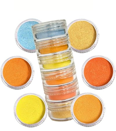Luckymica Polvere di Mica 6 Colori Set Portatile di Pigmenti in 6 Barattoli per Resina Epossidica Sapone Nail Art Candele e Artigianato – Autunno