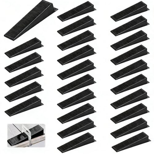 25 Pcs Fence Panel Wedges, Black Stop Fence Rattling Noise Clips, Plastic Wedges, Floor Tiles Clips for Repair and Laying Ceramic