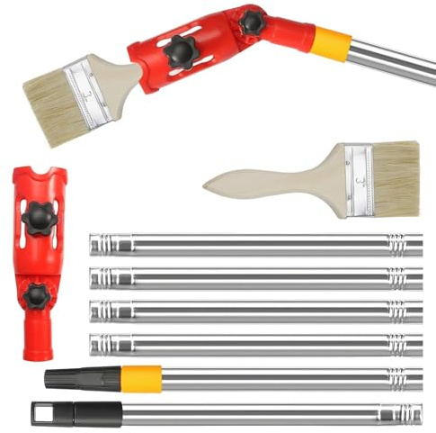 AMONENZ Prolunga per Pennello, 1,75m Rullo per Pittura con Serbatoio Professionale, rotazione a 180° Asta Telescopica, con Spazzola, per Soffitti Alti, Pareti e Lavori di Decorazione