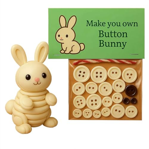 Animal Button Ornament DIY Kit – Cute 3D Button Craft Set with Owl, Sea Turtle, Raccoon, Elephant & Penguin, Christmas Hanging Decor for Kids & Adults – Fun Holiday Craft Gift (Rabbit)