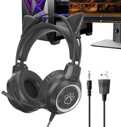 Bsbkoj Auriculares con cable con cancelación de ruido, auriculares de computadora con micrófono, cómodos auriculares sobre la oreja con función de sonido de alta fidelidad, ideales para escuchar