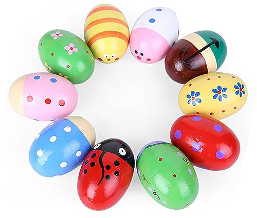 Rcniso Uovo di Maracas, Simpatici Shaker in Legno, Uova Colorate per Pasqua
