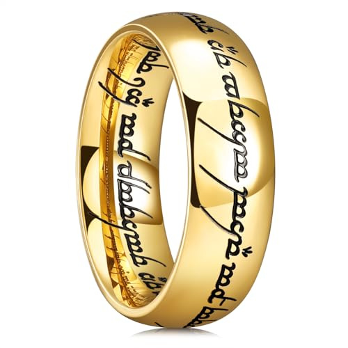King Will 7mm Gold Titanium Rings Wedding Band for Men Women Comfort Fit High Polished 8