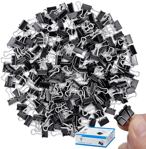 240 Pack Mini Binder Clips, Black Binder Clips, Small Paper Clips 15mm 5/8 Inch. Micro Size Office Clips for Home School Office and Business (15mm 5/8 Inch-240 PCS)